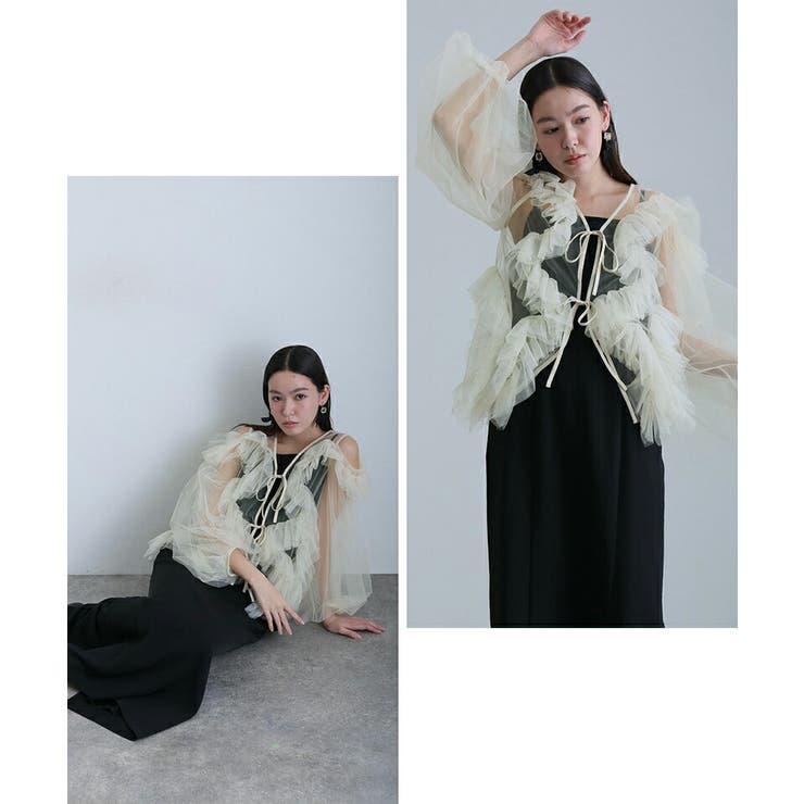 ジグザグ チュールドレス ワンピース | PourVous | 詳細画像10 