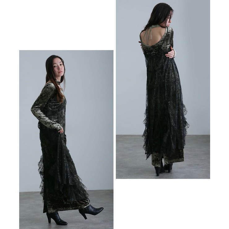 スパークルレース ベロア ワンピース | PourVous | 詳細画像12 