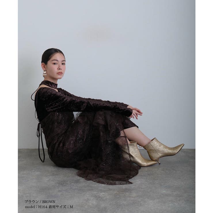 スパークルレース ベロア ワンピース | PourVous | 詳細画像3 