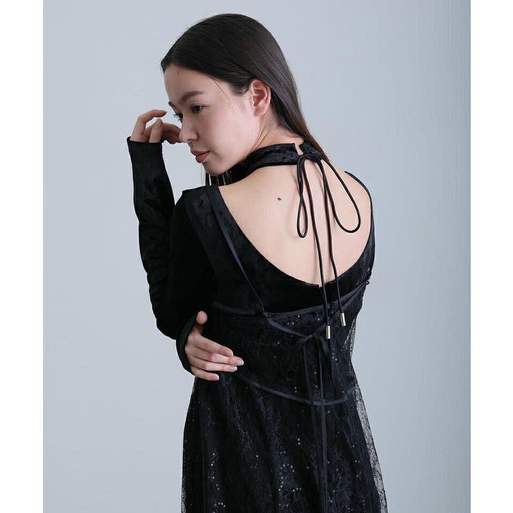 スパークルレース ベロア ワンピース | PourVous | 詳細画像7 