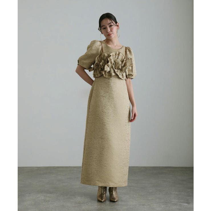 フリルビスチェ ジャカードドレス パーティードレス | PourVous | 詳細画像10 