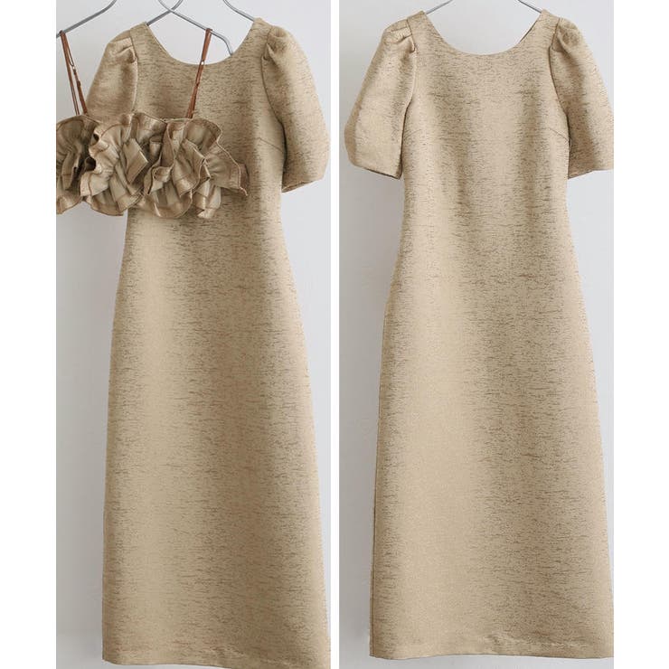 フリルビスチェ ジャカードドレス パーティードレス | PourVous | 詳細画像14 