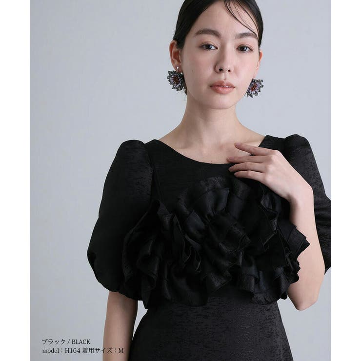 フリルビスチェ ジャカードドレス パーティードレス | PourVous | 詳細画像2 