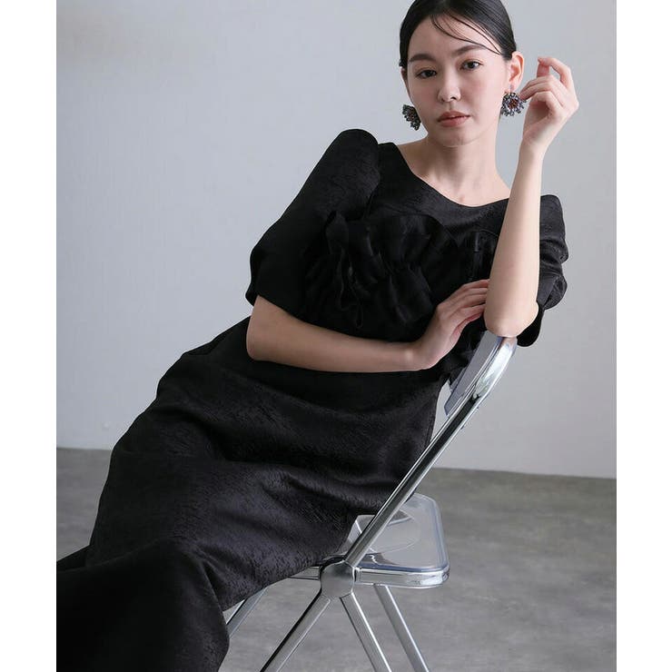 フリルビスチェ ジャカードドレス パーティードレス | PourVous | 詳細画像7 