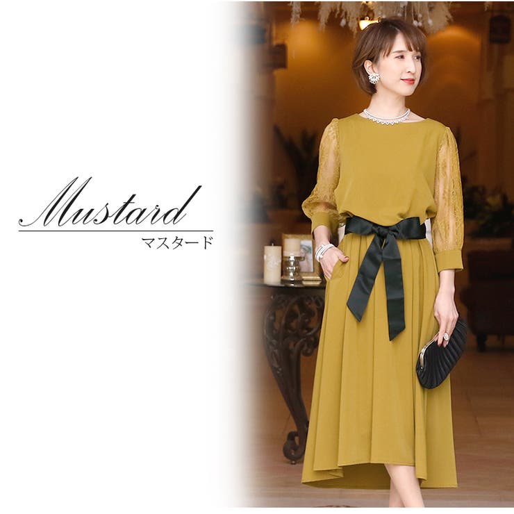 パーティードレスワンピース結婚式お呼ばれドレス服装フォーマルドレス袖あり膝下袖大人フォーマル服上品大きいサイズミセス他と被らない20代30代40代春夏秋冬袖付きパーティドレス体型カバーファッション総レースレースマキシ激安