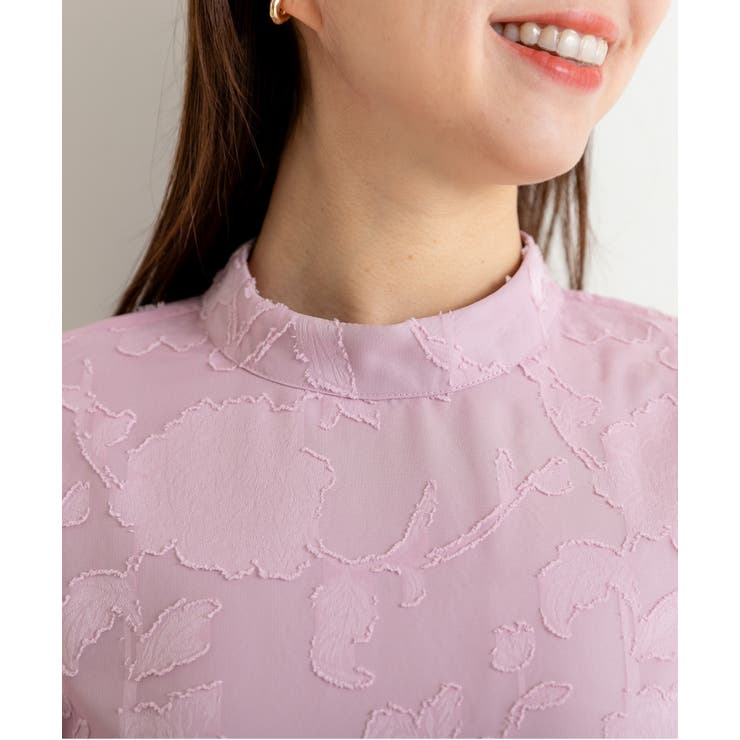 花柄ジャガードランタンスリーブAライン結婚式パーティードレス | PREFERIR | 詳細画像13 