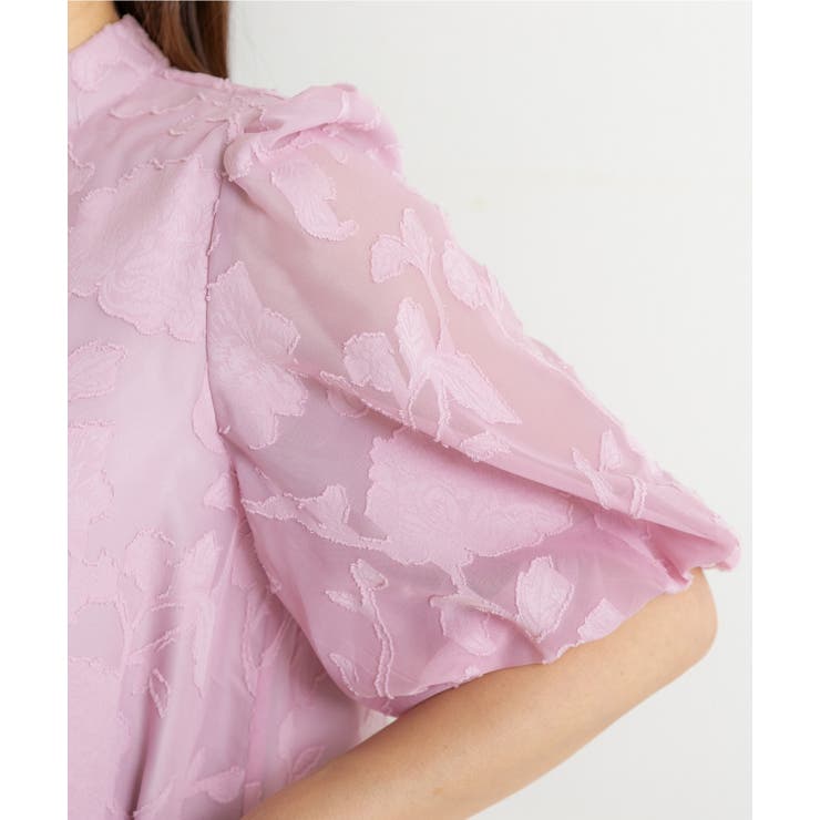 花柄ジャガードランタンスリーブAライン結婚式パーティードレス | PREFERIR | 詳細画像15 