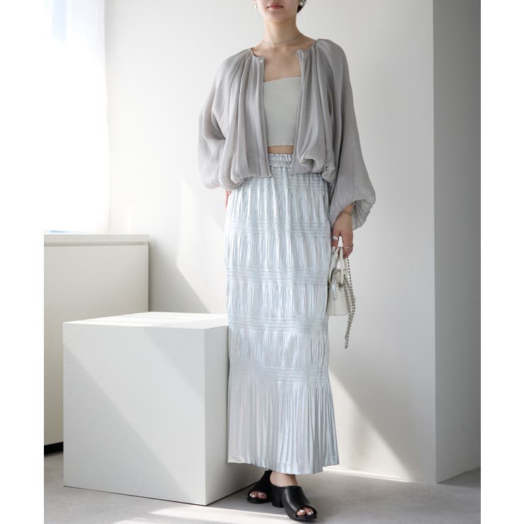 ラメ楊柳バルーンスリーブボレロ | PREFERIR | 詳細画像2 