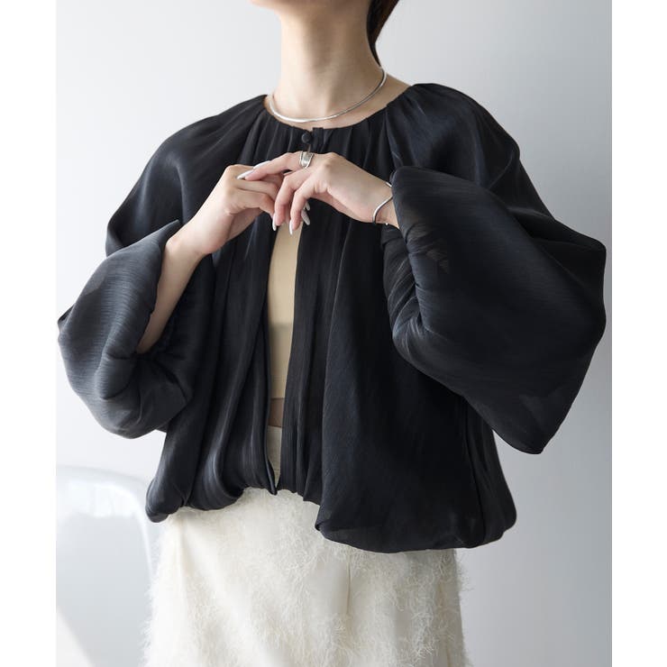 ラメ楊柳バルーンスリーブボレロ | PREFERIR | 詳細画像20 