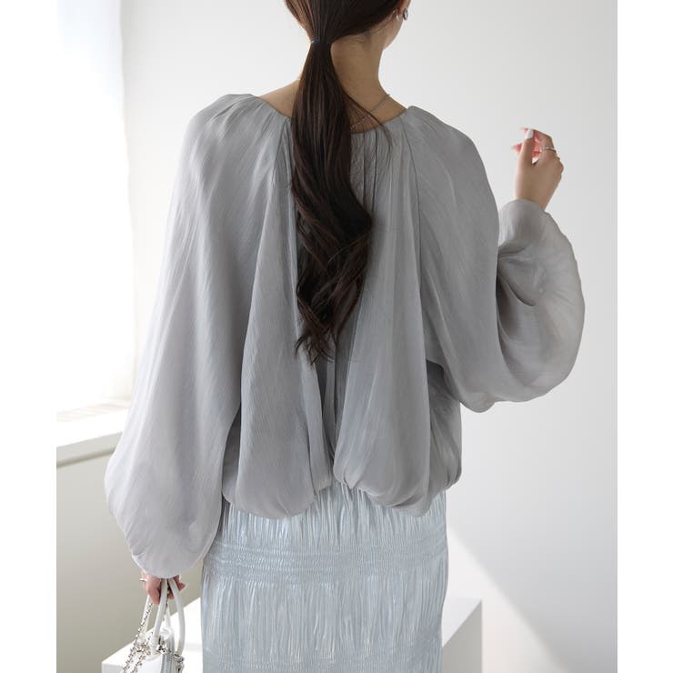 ラメ楊柳バルーンスリーブボレロ | PREFERIR | 詳細画像3 