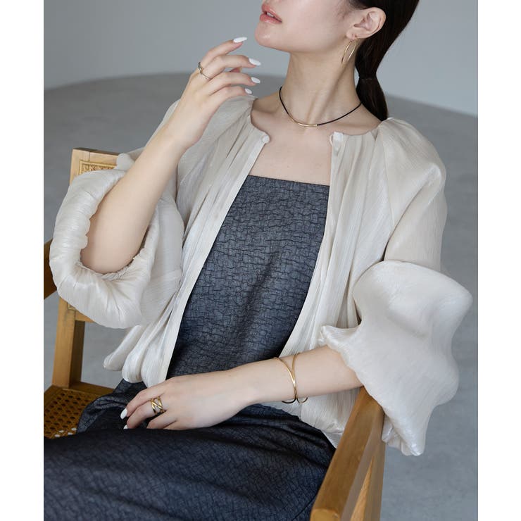 ラメ楊柳バルーンスリーブボレロ | PREFERIR | 詳細画像7 