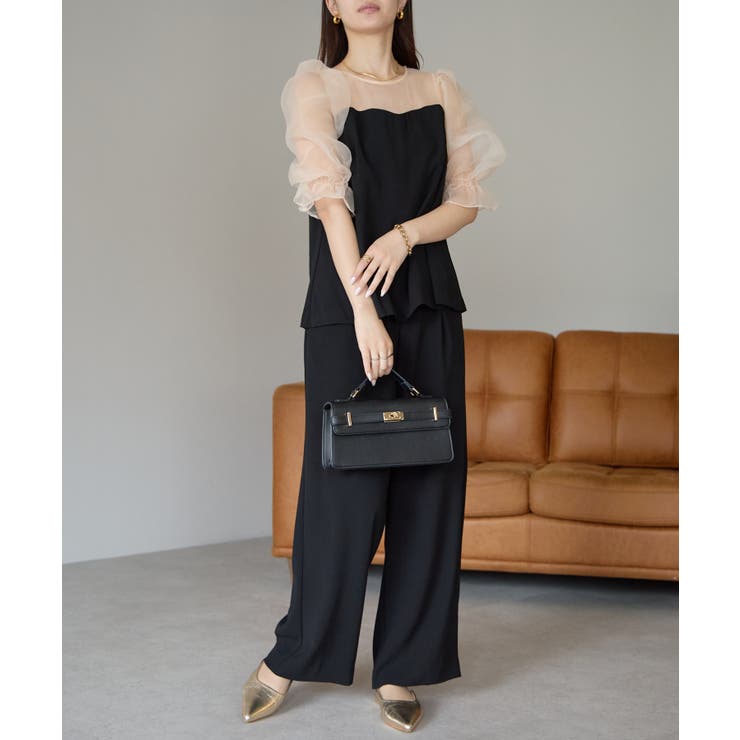 バルーンスリーブブラウス+ワイドパンツ | PREFERIR | 詳細画像1 