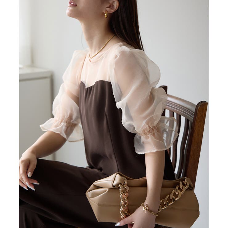 バルーンスリーブブラウス+ワイドパンツ | PREFERIR | 詳細画像10 