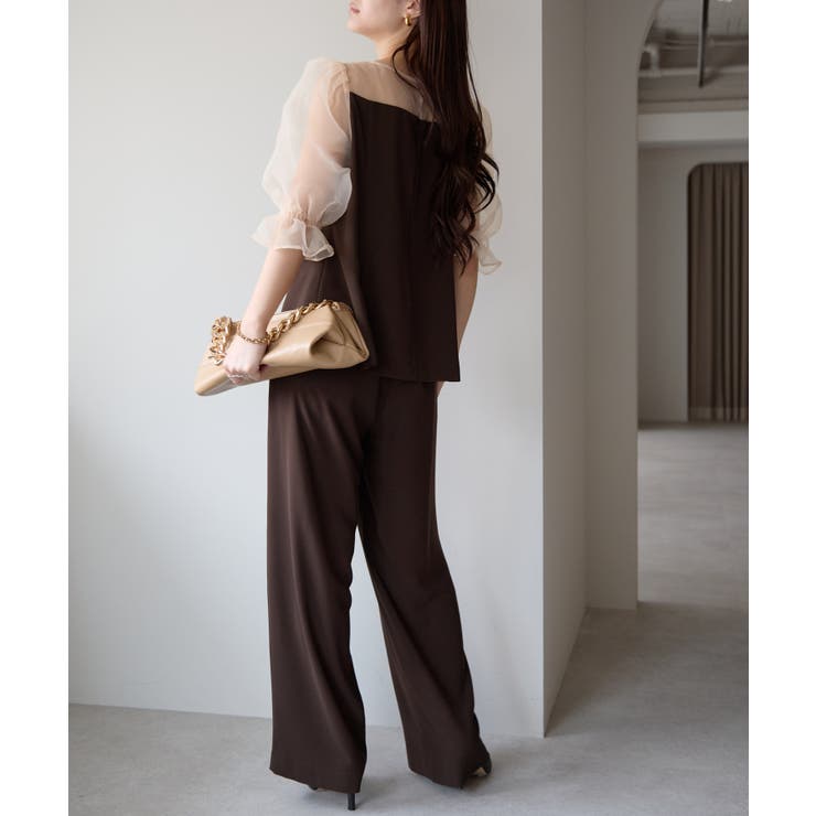 バルーンスリーブブラウス+ワイドパンツ | PREFERIR | 詳細画像12 