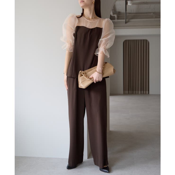 バルーンスリーブブラウス+ワイドパンツ | PREFERIR | 詳細画像15 