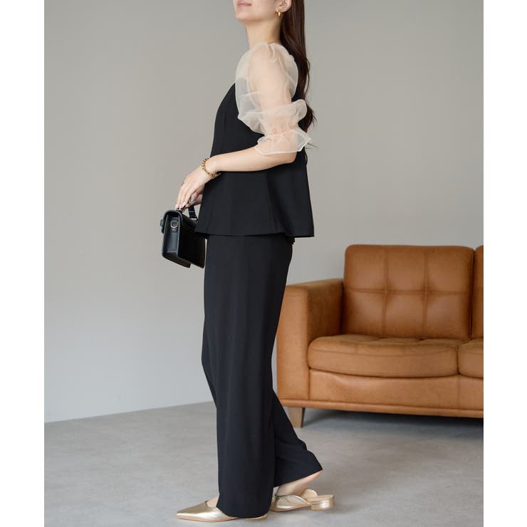 バルーンスリーブブラウス+ワイドパンツ | PREFERIR | 詳細画像2 