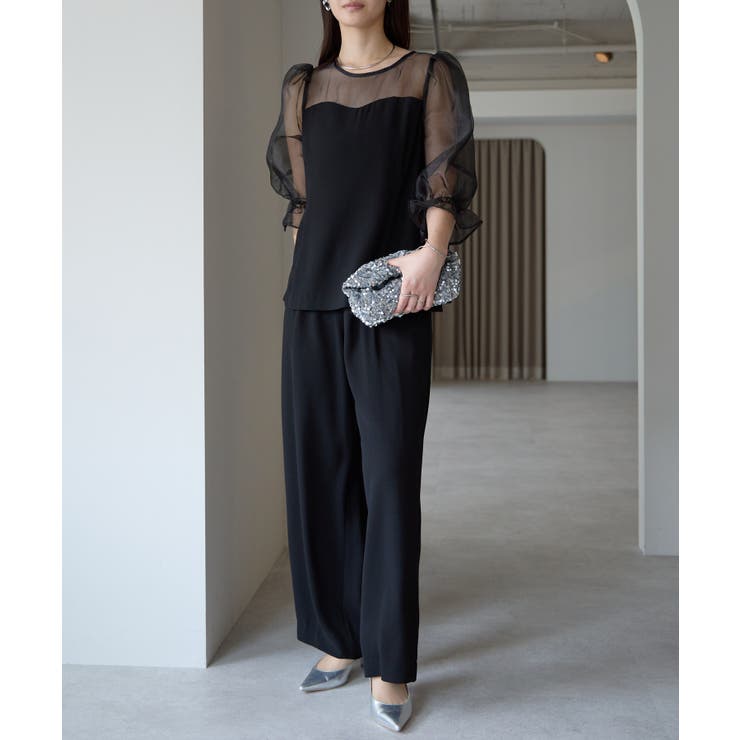 バルーンスリーブブラウス+ワイドパンツ | PREFERIR | 詳細画像24 