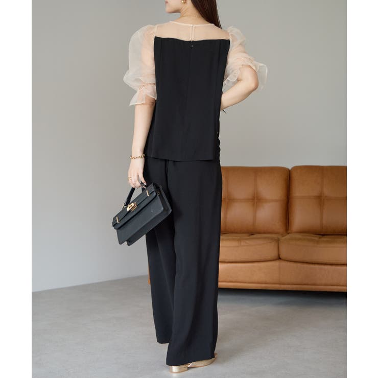 バルーンスリーブブラウス+ワイドパンツ | PREFERIR | 詳細画像4 