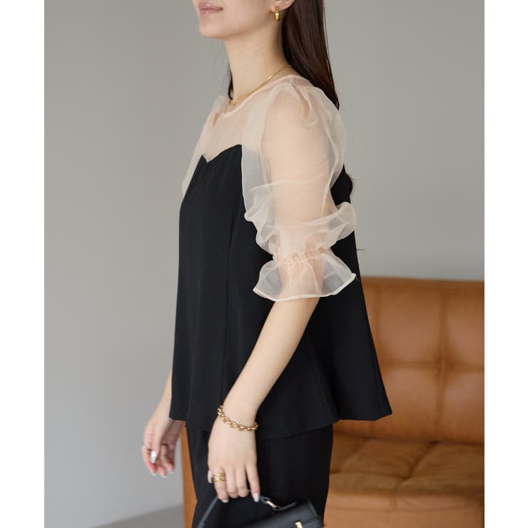 バルーンスリーブブラウス+ワイドパンツ | PREFERIR | 詳細画像5 