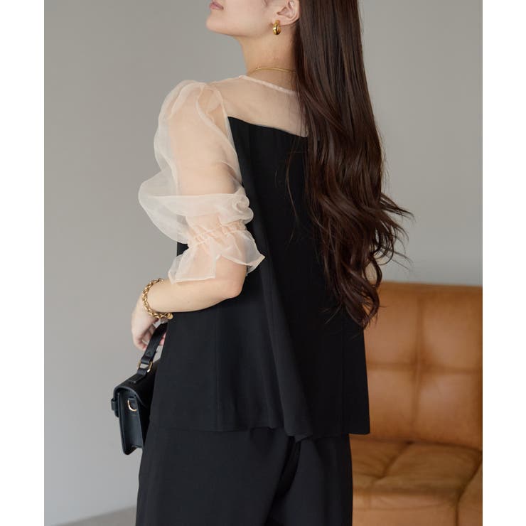 バルーンスリーブブラウス+ワイドパンツ | PREFERIR | 詳細画像7 