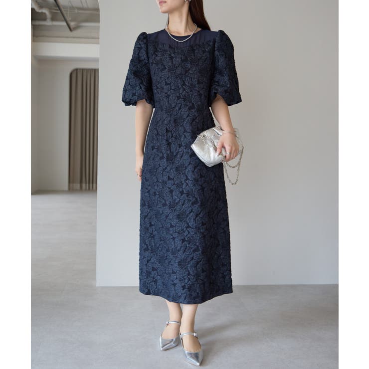 フクレジャガードバルーンスリーブドレス[品番：PSTW0000042