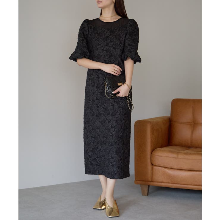 フクレジャガードバルーンスリーブドレス[品番：PSTW0000042