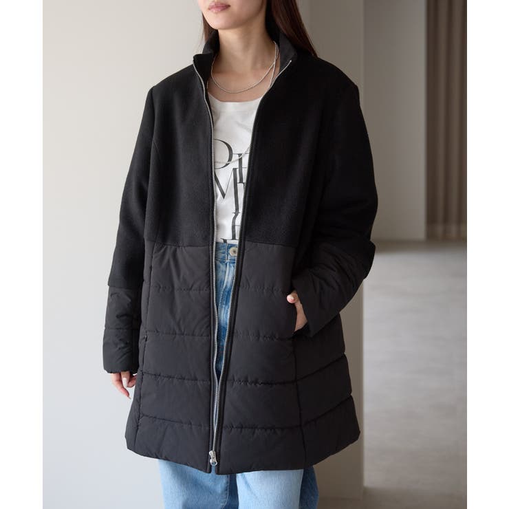 中わた切り替えスタンドカラーAラインハーフコート | PREFERIR | 詳細画像1 