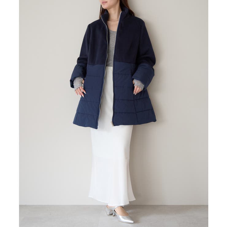 中わた切り替えスタンドカラーAラインハーフコート | PREFERIR | 詳細画像18 