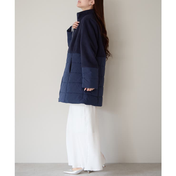 中わた切り替えスタンドカラーAラインハーフコート | PREFERIR | 詳細画像20 