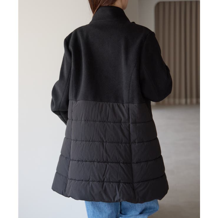 中わた切り替えスタンドカラーAラインハーフコート | PREFERIR | 詳細画像3 