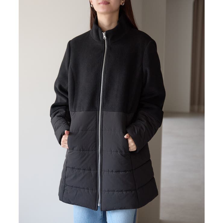 中わた切り替えスタンドカラーAラインハーフコート | PREFERIR | 詳細画像4 