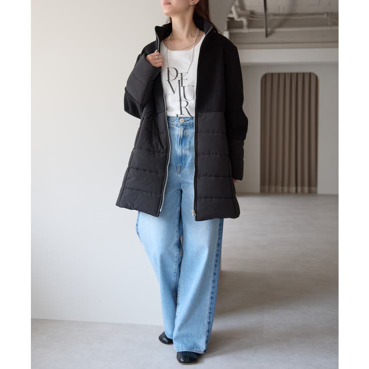 中わた切り替えスタンドカラーAラインハーフコート | PREFERIR | 詳細画像6 