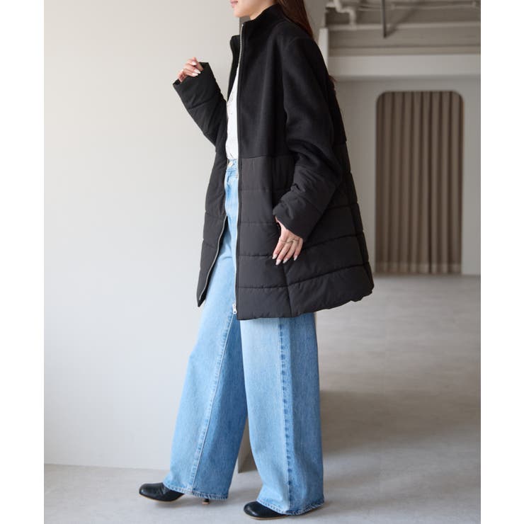 中わた切り替えスタンドカラーAラインハーフコート | PREFERIR | 詳細画像7 