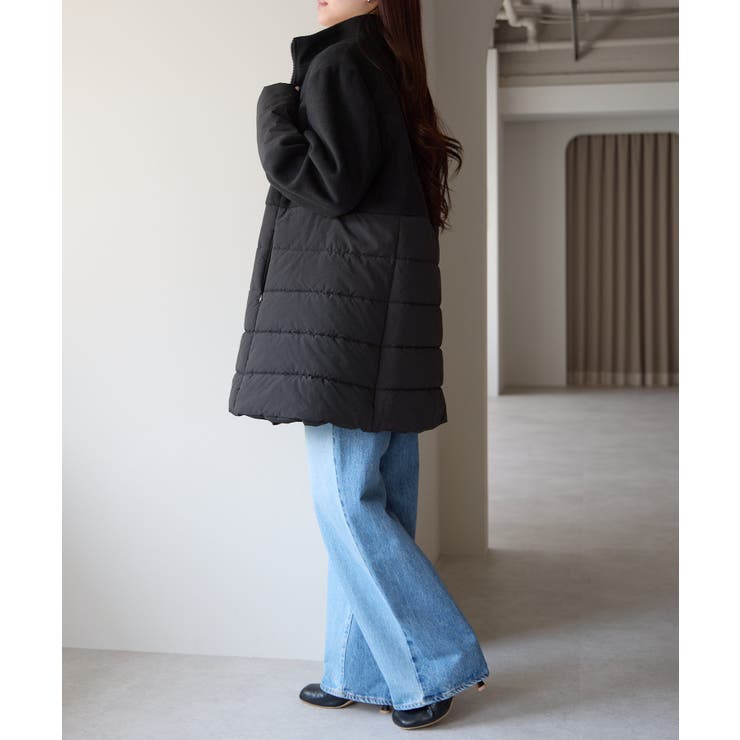 中わた切り替えスタンドカラーAラインハーフコート | PREFERIR | 詳細画像8 