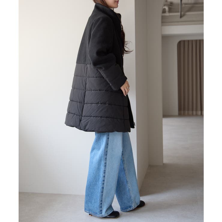 中わた切り替えスタンドカラーAラインハーフコート | PREFERIR | 詳細画像9 