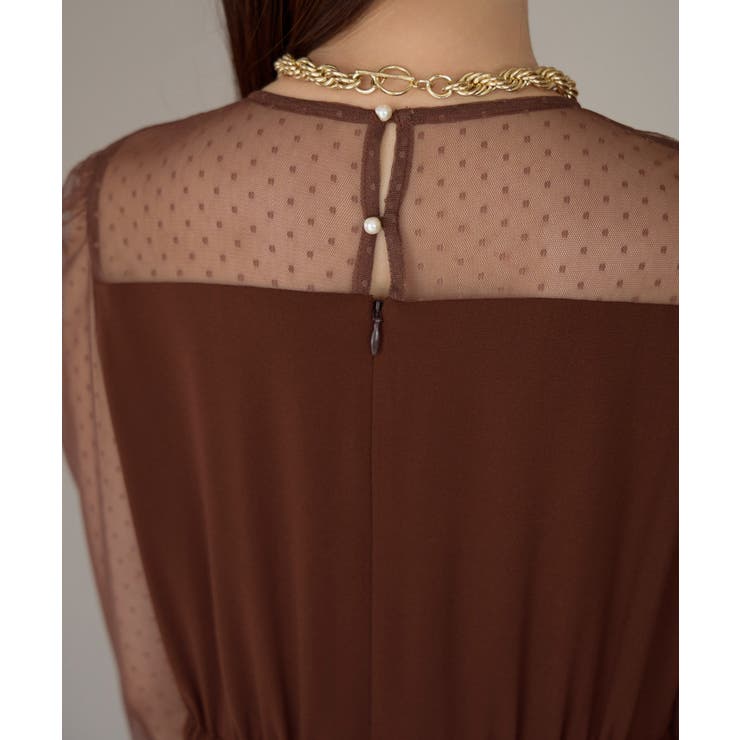 ドットチュール切り替えペプラムドレス | PREFERIR | 詳細画像12 