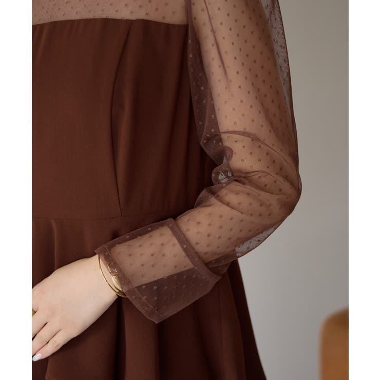 ドットチュール切り替えペプラムドレス | PREFERIR | 詳細画像13 