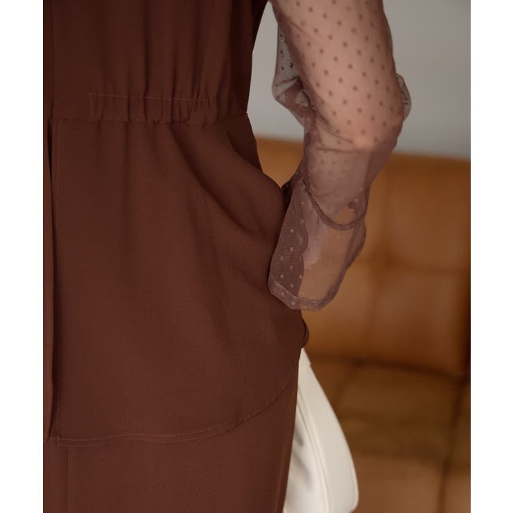 ドットチュール切り替えペプラムドレス | PREFERIR | 詳細画像14 