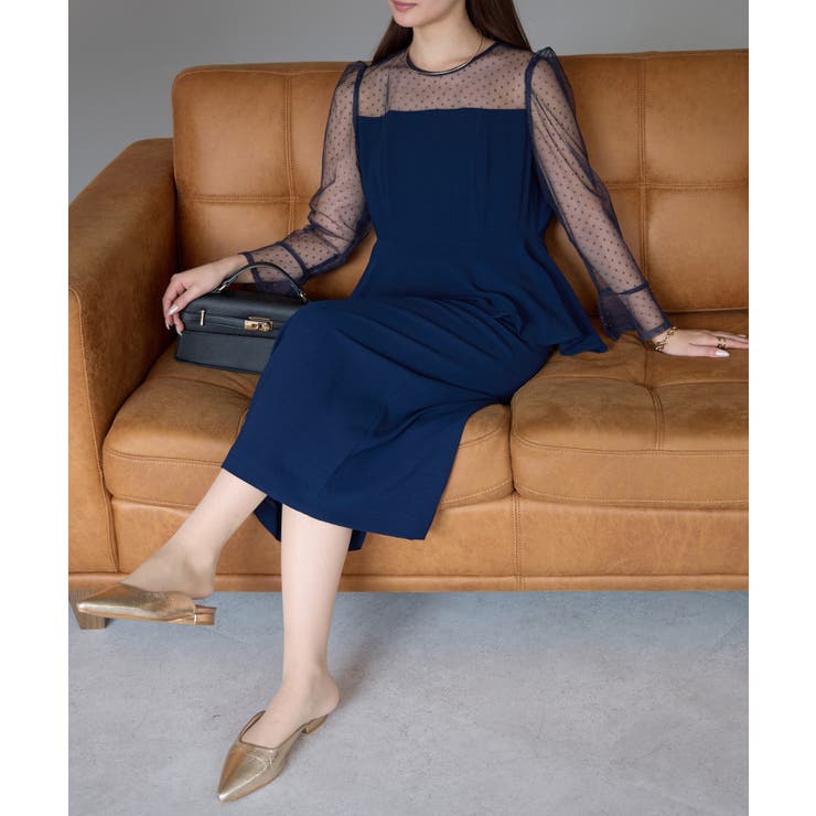 ドットチュール切り替えペプラムドレス | PREFERIR | 詳細画像17 