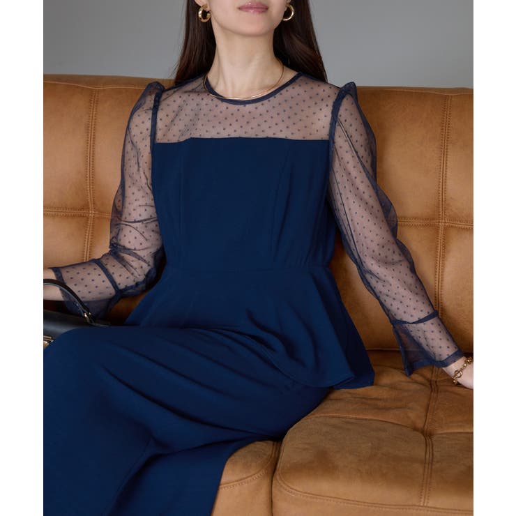 ドットチュール切り替えペプラムドレス | PREFERIR | 詳細画像18 