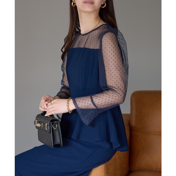 ドットチュール切り替えペプラムドレス | PREFERIR | 詳細画像19 