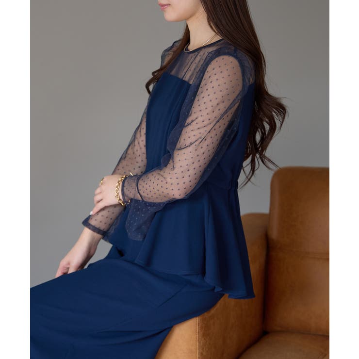 ドットチュール切り替えペプラムドレス | PREFERIR | 詳細画像21 