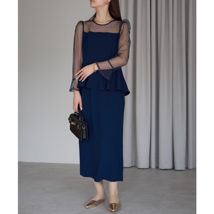 ドットチュール切り替えペプラムドレス | PREFERIR | 詳細画像23 