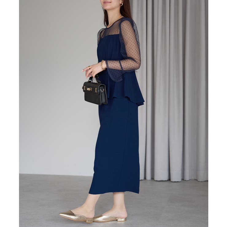 ドットチュール切り替えペプラムドレス | PREFERIR | 詳細画像24 