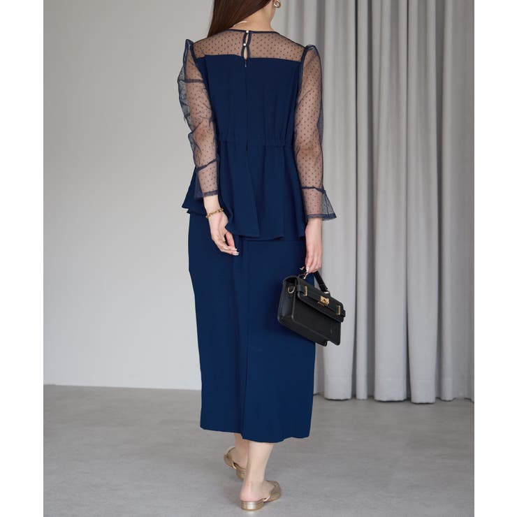 ドットチュール切り替えペプラムドレス | PREFERIR | 詳細画像26 