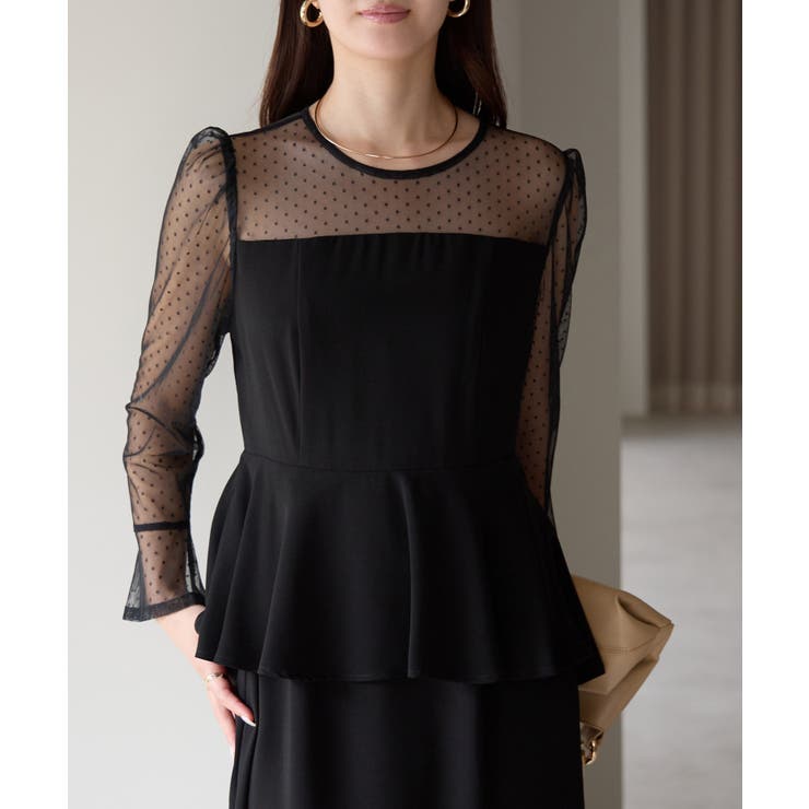 ドットチュール切り替えペプラムドレス | PREFERIR | 詳細画像27 