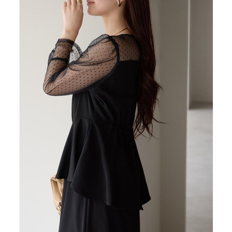 ドットチュール切り替えペプラムドレス | PREFERIR | 詳細画像29 