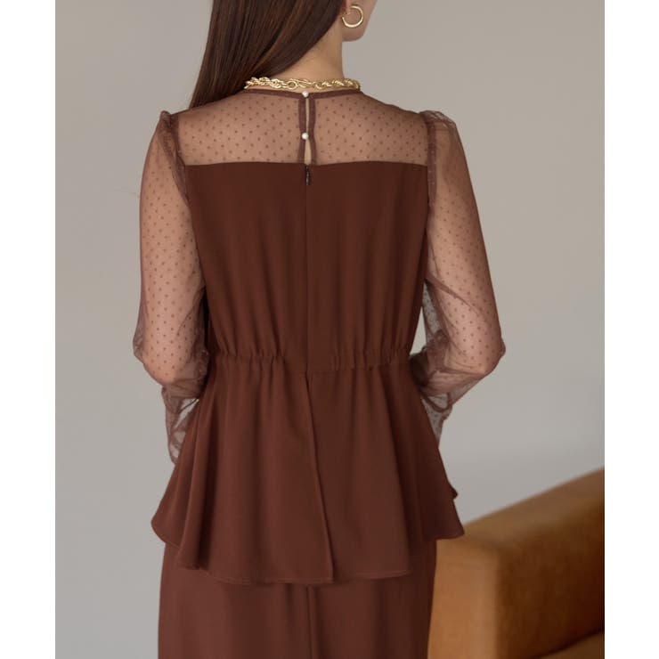 ドットチュール切り替えペプラムドレス | PREFERIR | 詳細画像3 