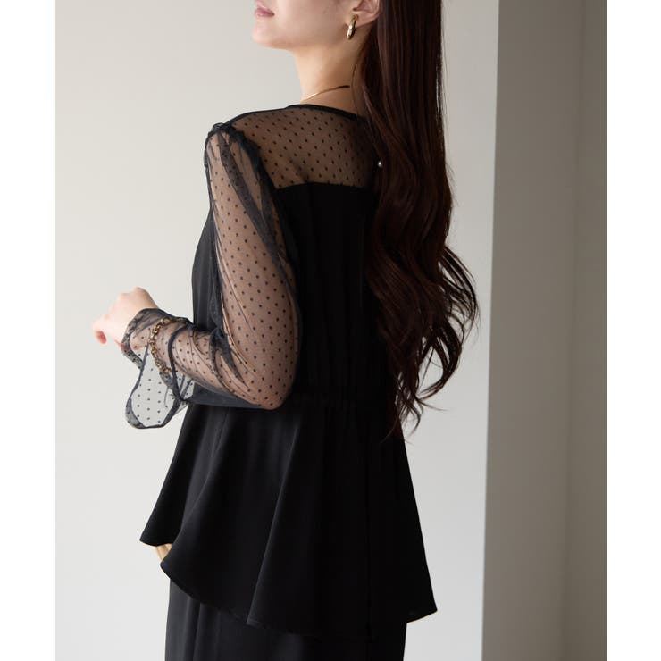 ドットチュール切り替えペプラムドレス | PREFERIR | 詳細画像30 