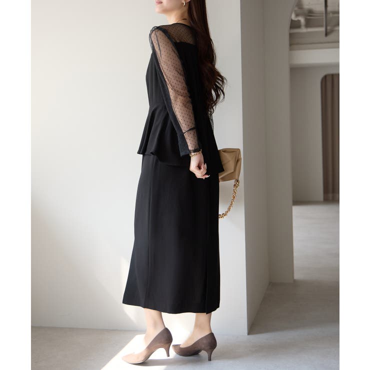 ドットチュール切り替えペプラムドレス | PREFERIR | 詳細画像35 